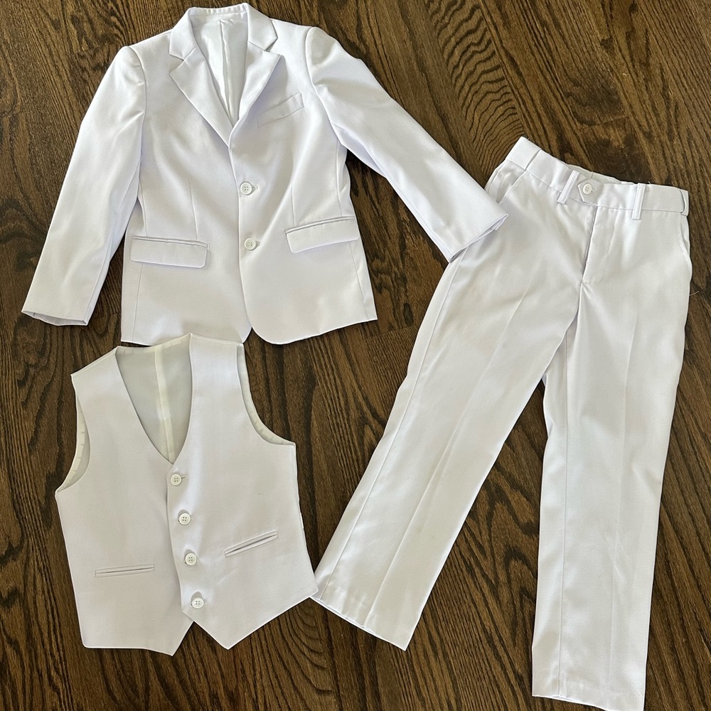 Boys Size 7 White 3 Piece Suit